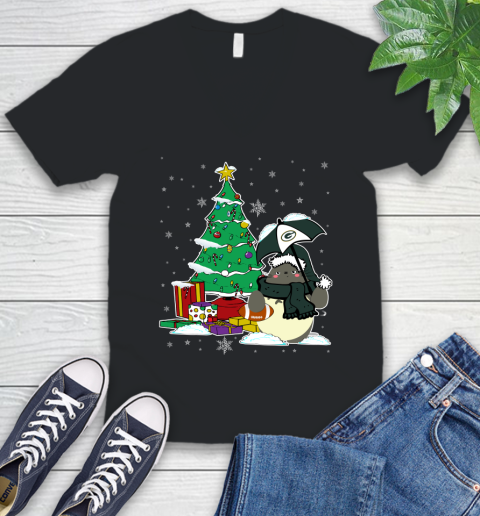Green Bay Packers NFL Football Cute Tonari No Totoro Christmas Sports V-Neck T-Shirt