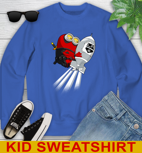 NHL Hockey Los Angeles Kings Deadpool Minion Marvel Shirt Youth Sweatshirt 6