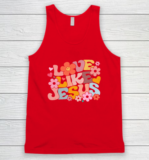 Love Like Jesus Christian Bible Verse Trendy Floral Heart Tank Top 4