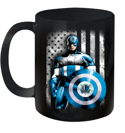 Dallas Mavericks NBA Basketball Captain America Marvel Avengers American Flag Shirt Ceramic Mug 11oz