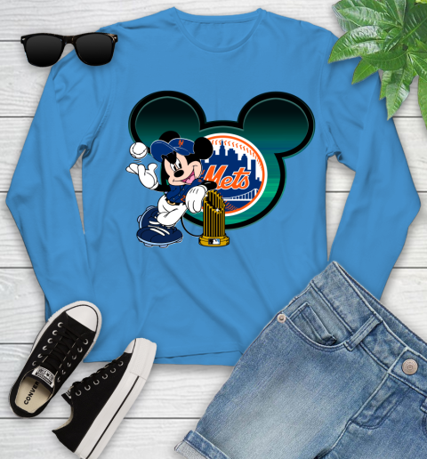 MLB New York Mets The Commissioner's Trophy Mickey Mouse Disney Youth Long Sleeve 7