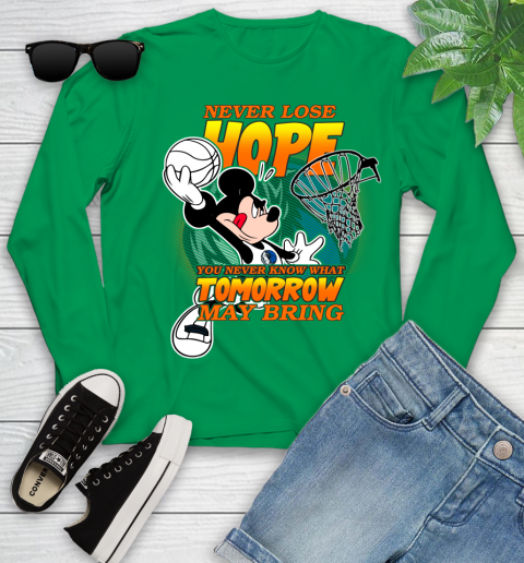 Dallas Mavericks NBA Basketball Mickey Disney Never Lose Hope Youth Long Sleeve 7