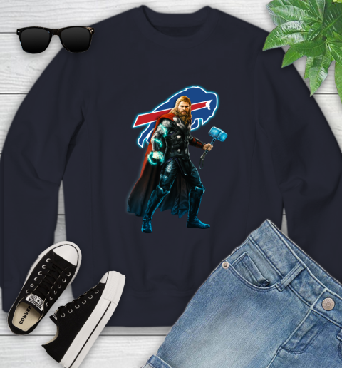 NFL Thor Avengers Endgame Football Buffalo Bills Youth Sweatshirt 3