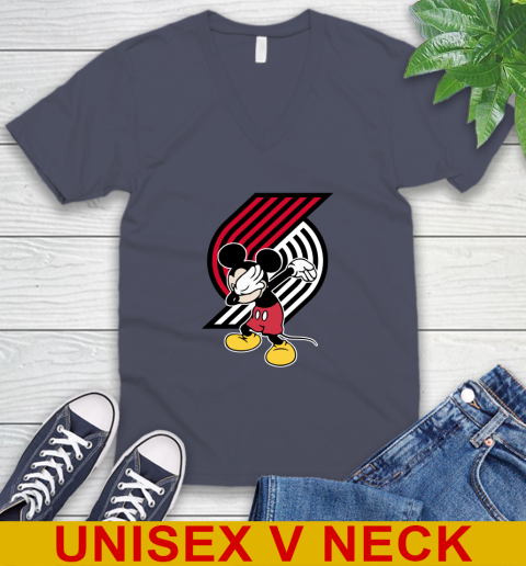 Portland Trail Blazers NBA Basketball Dabbing Mickey Disney Sports V-Neck T-Shirt 8
