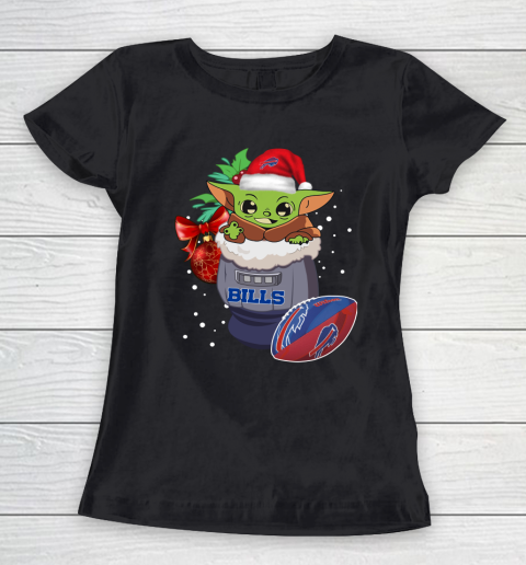 Buffalo Bills Christmas Baby Yoda Star Wars Funny Happy NFL Women's T-Shirt 2