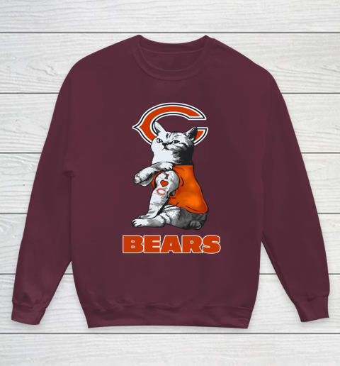 NFL Football My Cat Loves Chicago Bears Youth Sweatshirt 4