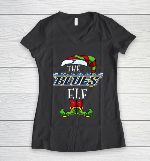 St.Louis Blues Christmas ELF Funny NHL Women's V-Neck T-Shirt 6