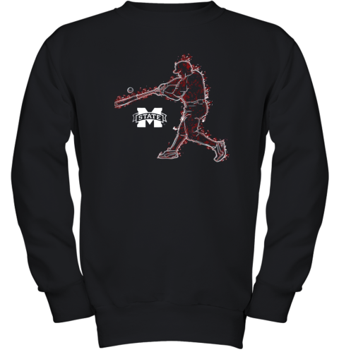 Mississippi State Bulldogs Baseball Player On Fire Youth Sweatshirt