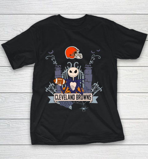 NFL Cleveland Browns Football Jack Skellington Halloween Youth T-Shirt