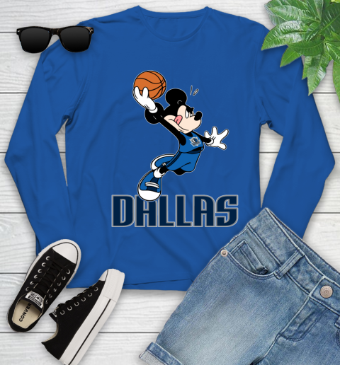 NBA Basketball Dallas Mavericks Cheerful Mickey Mouse Shirt Youth Long Sleeve 10