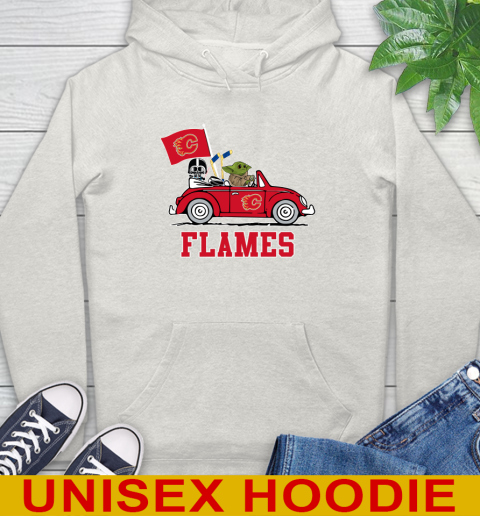 NHL Hockey Calgary Flames Darth Vader Baby Yoda Driving Star Wars Shirt Hoodie 12