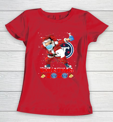 Tennessee Titans Funny Santa Claus Dabbing Christmas 2020 NFL Women's T-Shirt 9