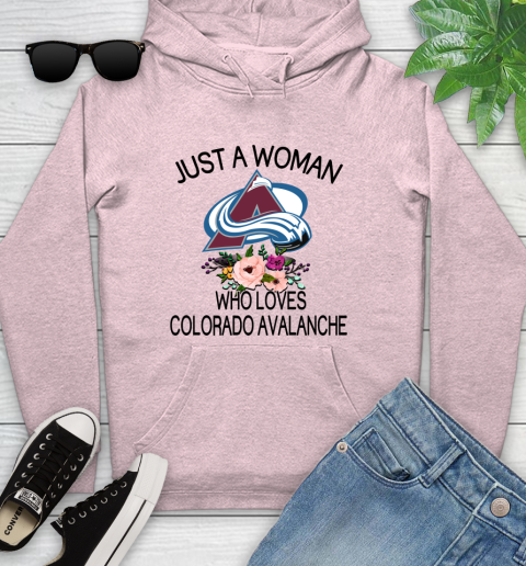 NHL Just A Woman Who Loves Colorado Avalanche Hockey Sports Youth Hoodie 6