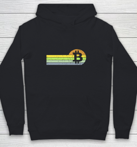 Bitcoin BTC Vintage Sunset Crypto Cryptocurrency Blockchain Youth Hoodie