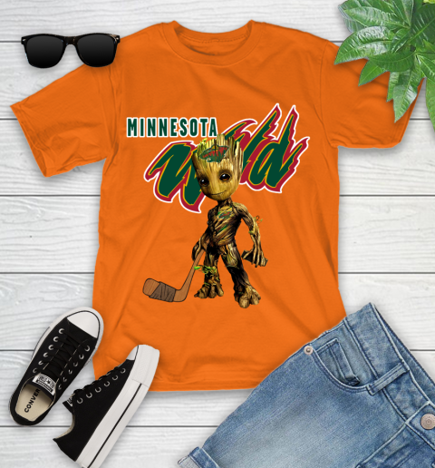 Minnesota Wild NHL Hockey Groot Marvel Guardians Of The Galaxy Youth T-Shirt 7