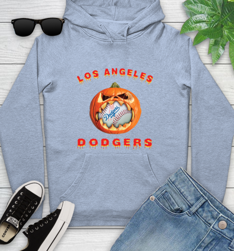 MLB Los Angeles Dodgers Halloween Pumpkin Baseball Sports Youth Hoodie 10