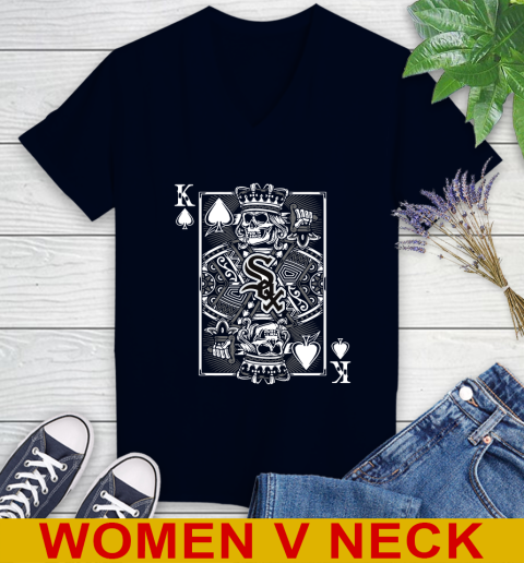Chicago White Sox MLB Baseball The King Of Spades Death Cards Shirt Women's V-Neck T-Shirt 3 Chicago White Sox MLB Baseball The King Of Spades Death Cards Shirt Women's V-Neck T-Shirt - Image 3