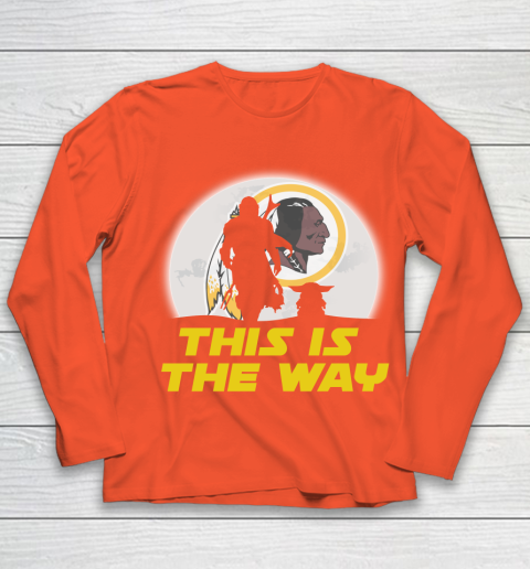 Washington Redskins NFL Football Star Wars Yoda And Mandalorian This Is The Way Youth Long Sleeve 3