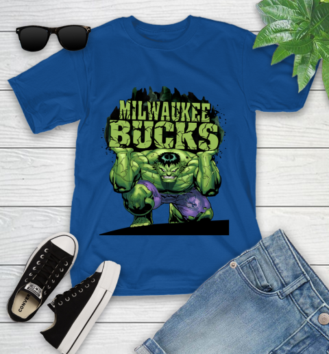 Milwaukee Bucks NBA Basketball Incredible Hulk Marvel Avengers Sports Youth T-Shirt 9