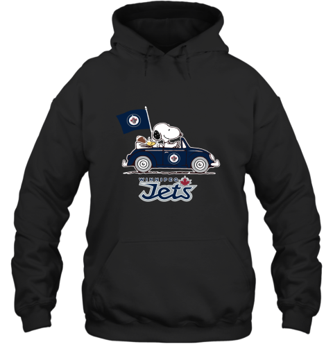 Snoopy And Woodstock Ride The Winnipeg Jets Car NHL Hoodie