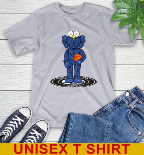 NBA Basketball Brooklyn Nets Kaws Bff Blue Figure Shirt T-Shirt 6