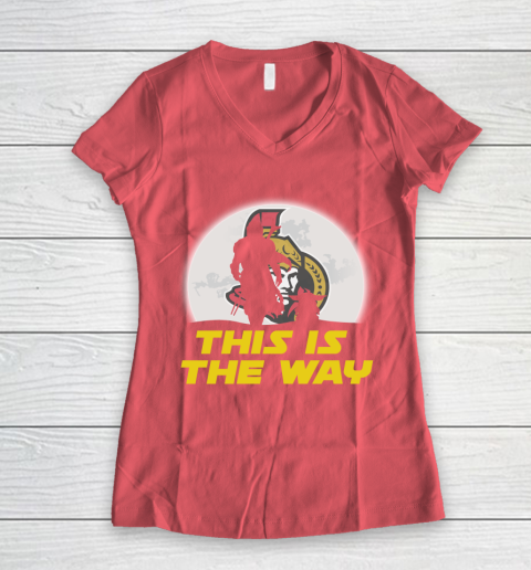 Ottawa Senators NHL Ice Hockey Star Wars Yoda And Mandalorian This Is The Way Women's V-Neck T-Shirt 4