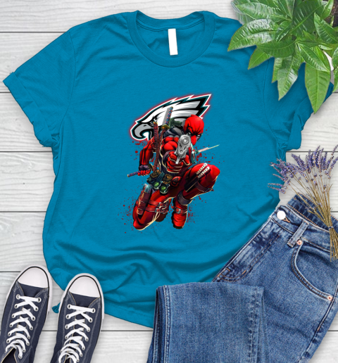 NFL Deadpool Marvel Comics Sports Football Philadelphia Eagles Women's T-Shirt 7