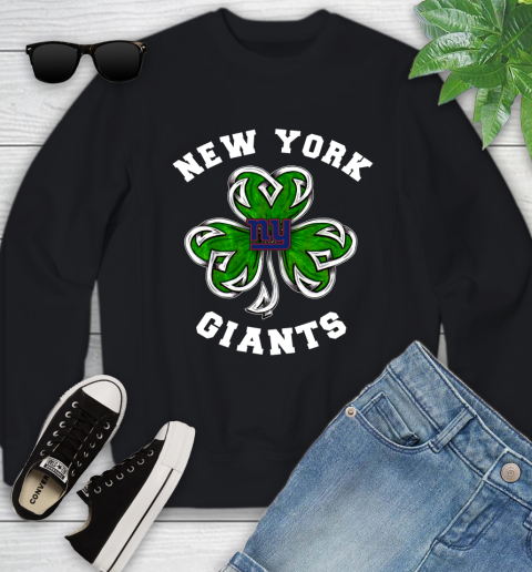 NFL New York Giants Three Leaf Clover St Patrick's Day Football Sports Youth Sweatshirt