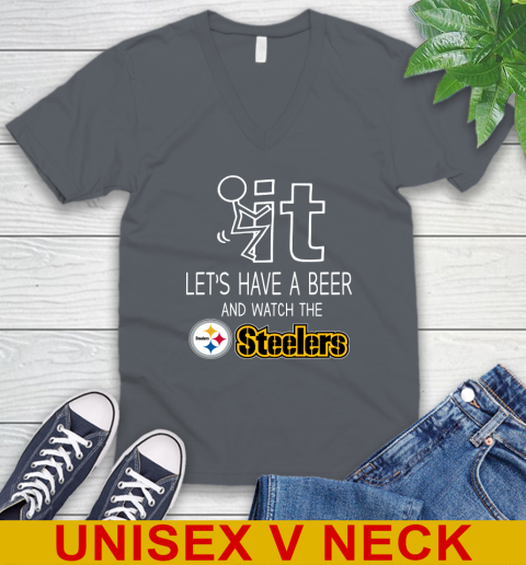 Pittsburgh Steelers Football NFL Let's Have A Beer And Watch Your Team Sports V-Neck T-Shirt 4