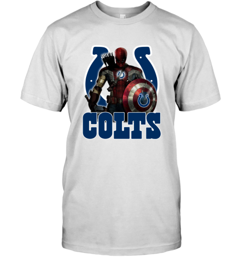 NFL Captain America Thor Spider Man Hawkeye Avengers Endgame Football Indianapolis Colts T-Shirt