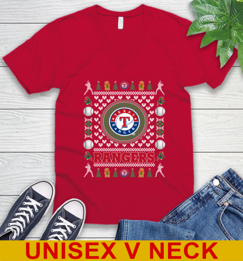 Texas Rangers Merry Christmas MLB Baseball Loyal Fan V-Neck T-Shirt 6