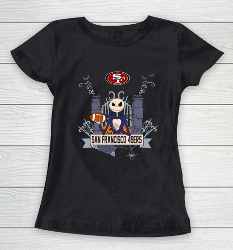 NFL San Francisco 49ers Football Jack Skellington Halloween Women's T-Shirt
