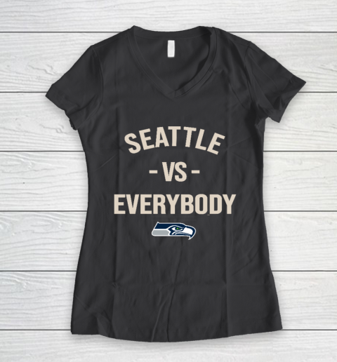 Seattle Seahawks Vs Everybody Women's V-Neck T-Shirt 6
