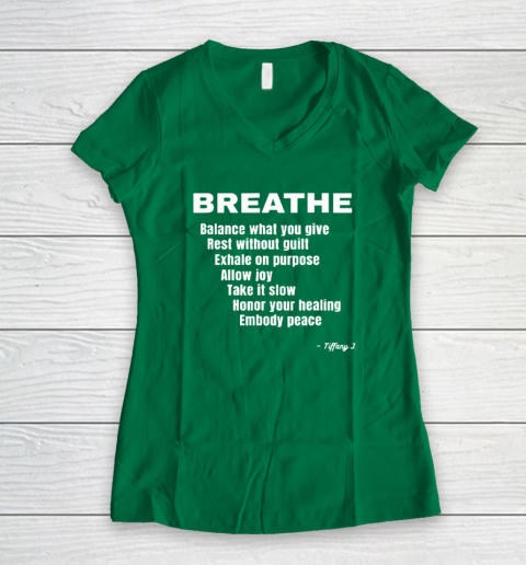 Breath Balance What You Give Rest Without Guilt Women's V-Neck T-Shirt 3