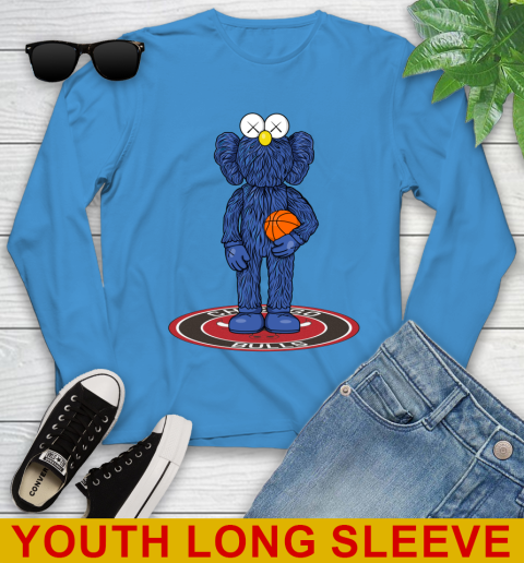 NBA Basketball Chicago Bulls Kaws Bff Blue Figure Shirt Youth Long Sleeve 8