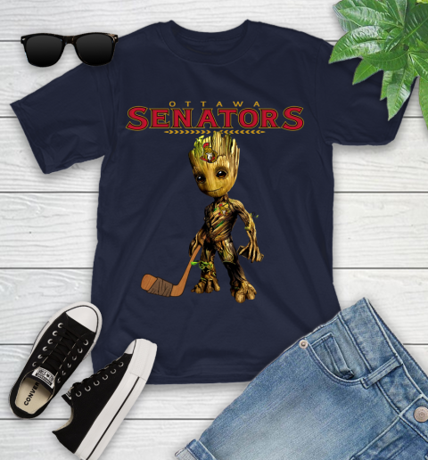 Ottawa Senators NHL Hockey Groot Marvel Guardians Of The Galaxy Youth T-Shirt 3