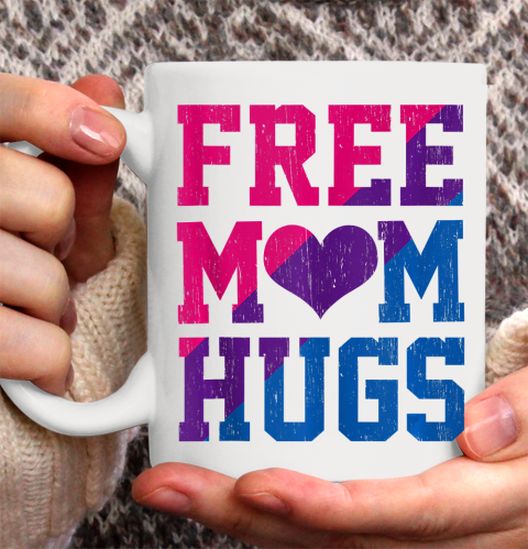 Nurse Shirt Vintage Free Mom Hugs Bisexual Heart LGBT Pride flag Shirt Ceramic Mug 11oz