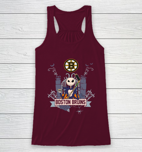 NHL Boston Bruins Hockey Jack Skellington Halloween Racerback Tank 2