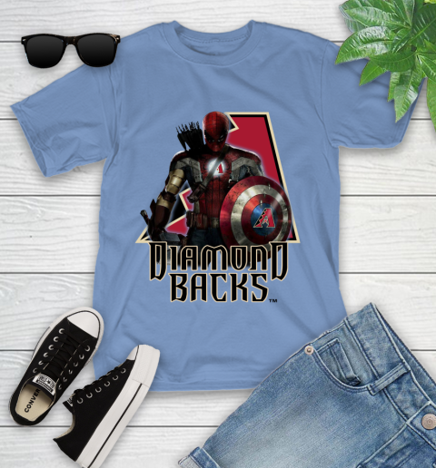 MLB Captain America Thor Spider Man Hawkeye Avengers Endgame Baseball Arizona Diamondbacks Youth T-Shirt 11