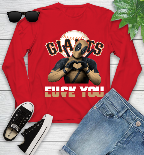 MLB San Francisco Giants Deadpool Love You Fuck You Baseball Sports Youth Long Sleeve 11