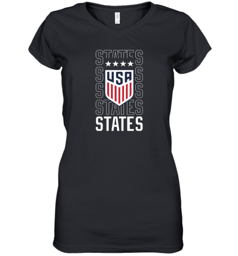 USWNT Repeat States Women's V-Neck T-Shirt