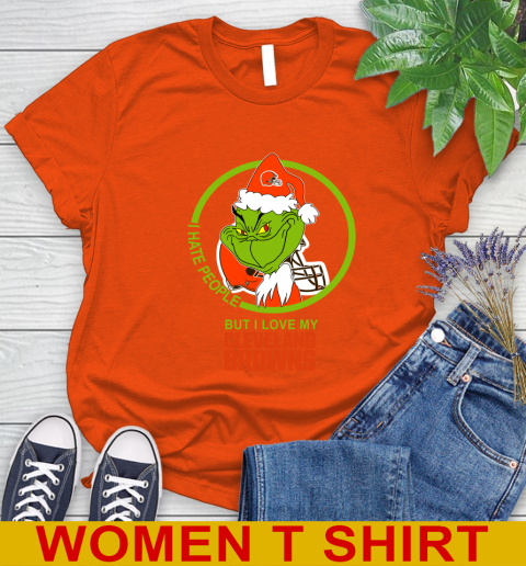 Cleveland Browns NFL Christmas Grinch I Hate People But I Love My Favorite Football Team Women's T-Shirt 4