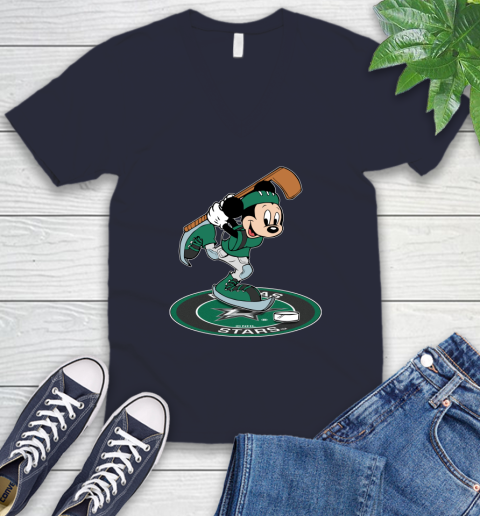 NHL Hockey Dallas Stars Cheerful Mickey Disney Shirt V-Neck T-Shirt 3