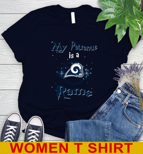 NFL Football Harry Potter My Patronus Is A Los Angeles Rams Women's T-Shirt 2