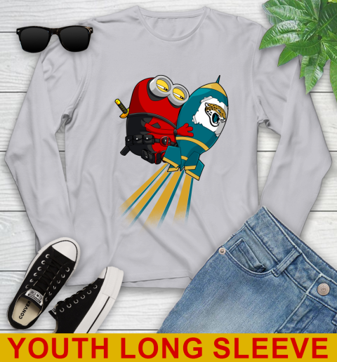 NFL Football Jacksonville Jaguars Deadpool Minion Marvel Shirt Youth Long Sleeve 5