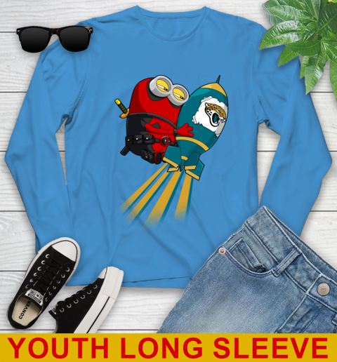 NFL Football Jacksonville Jaguars Deadpool Minion Marvel Shirt Youth Long Sleeve 8