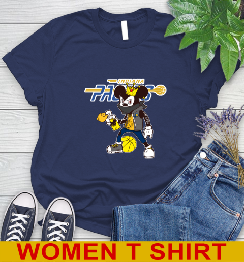 Indiana Pacers NBA Basketball Mickey Peace Sign Sports Women's T-Shirt 12