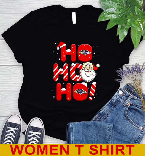 Baltimore Ravens NFL Football Ho Ho Ho Santa Claus Merry Christmas Shirt Women's T-Shirt