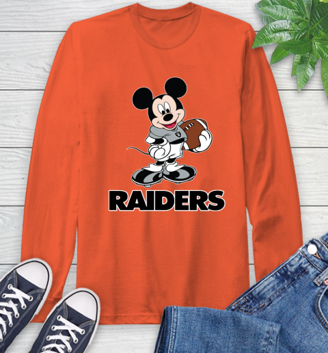 NFL Football Oakland Raiders Cheerful Mickey Mouse Shirt Long Sleeve T-Shirt 5