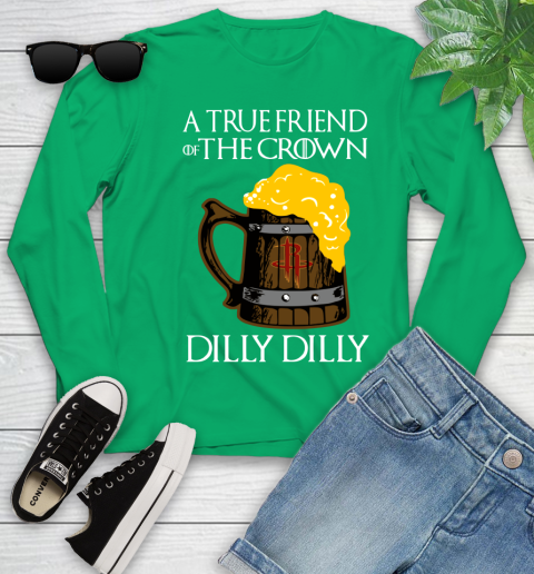 NBA Houston Rockets A True Friend Of The Crown Game Of Thrones Beer Dilly Dilly Basketball Youth Long Sleeve 7